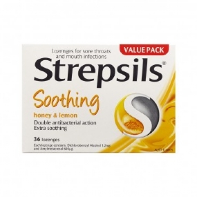 Strepsils Throat Lozenges Soothing Honey & Lemon 36 Pack